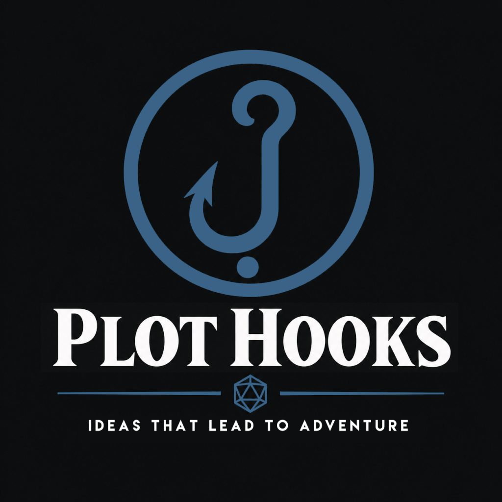 Plot Hooks section logo with a hook-shaped question mark